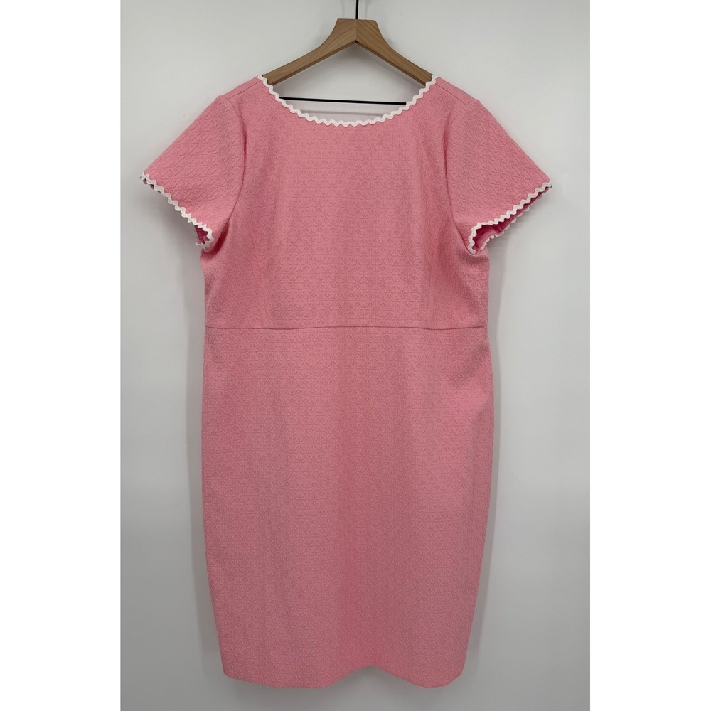 J Crew Dress Womens 20 Pink Floral Scalloped Rickrack Trim Sheath Preppy NEW